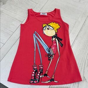 Moschino Kids Red Graphic Tank Top